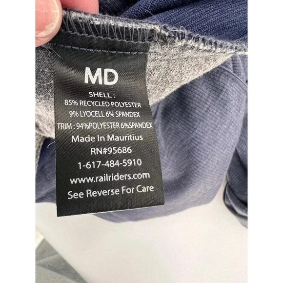 RAIL RIDERS LOVE OF ADVENTURE RECYCLED POLYESTER BLUE JOGGERS ZIP ANKLES MEDIUM - Picture 9 of 10